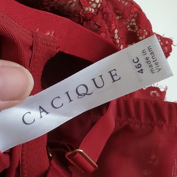 Lane Bryant Cacique size 46C Lace Longline Bra Balconette Red Sexy Valentine - Picture 3 of 4